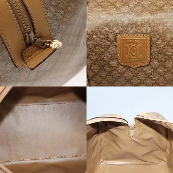 CELINE Macadam Canvas Boston Bag Pvc Leather Brown Gold - Picture 11 of 12